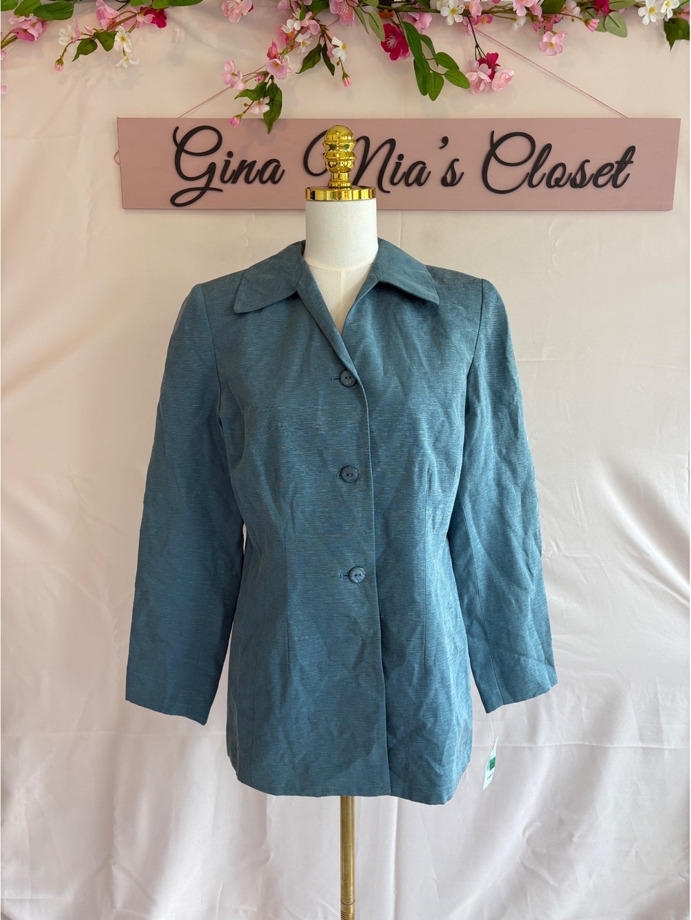Travis Ayers Women's Blue Size 8 Button Front Blazer Jacket